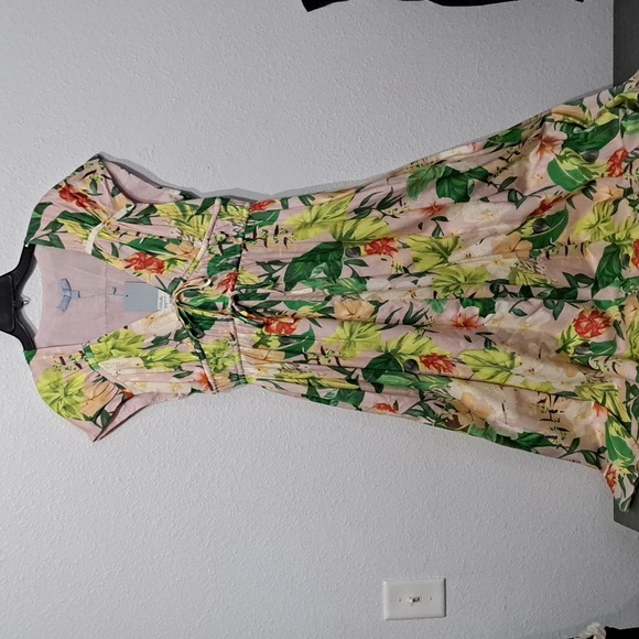 Antonio Melani Vitoria Pink Tropical Print Plunge V-Neck Cap Sleeve Maxi… - Picture 3 of 7